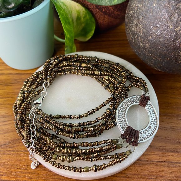Silpada Silver and Bronze Seed Bead Necklace - Picture 4 of 12
